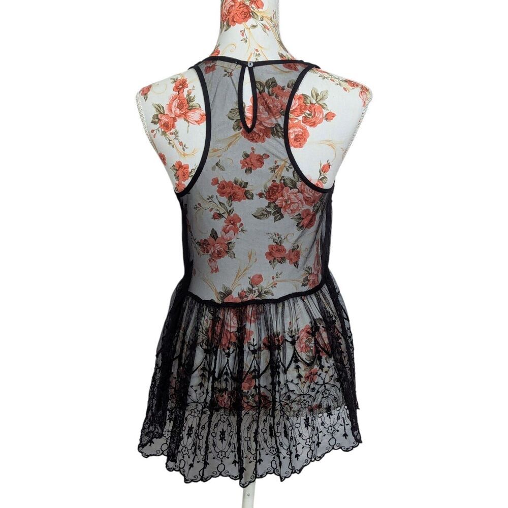 Hollister Size XS Sheer Black Sleeveless Embroidered Witchy Top Goth Whimsigoth - Picture 5 of 7